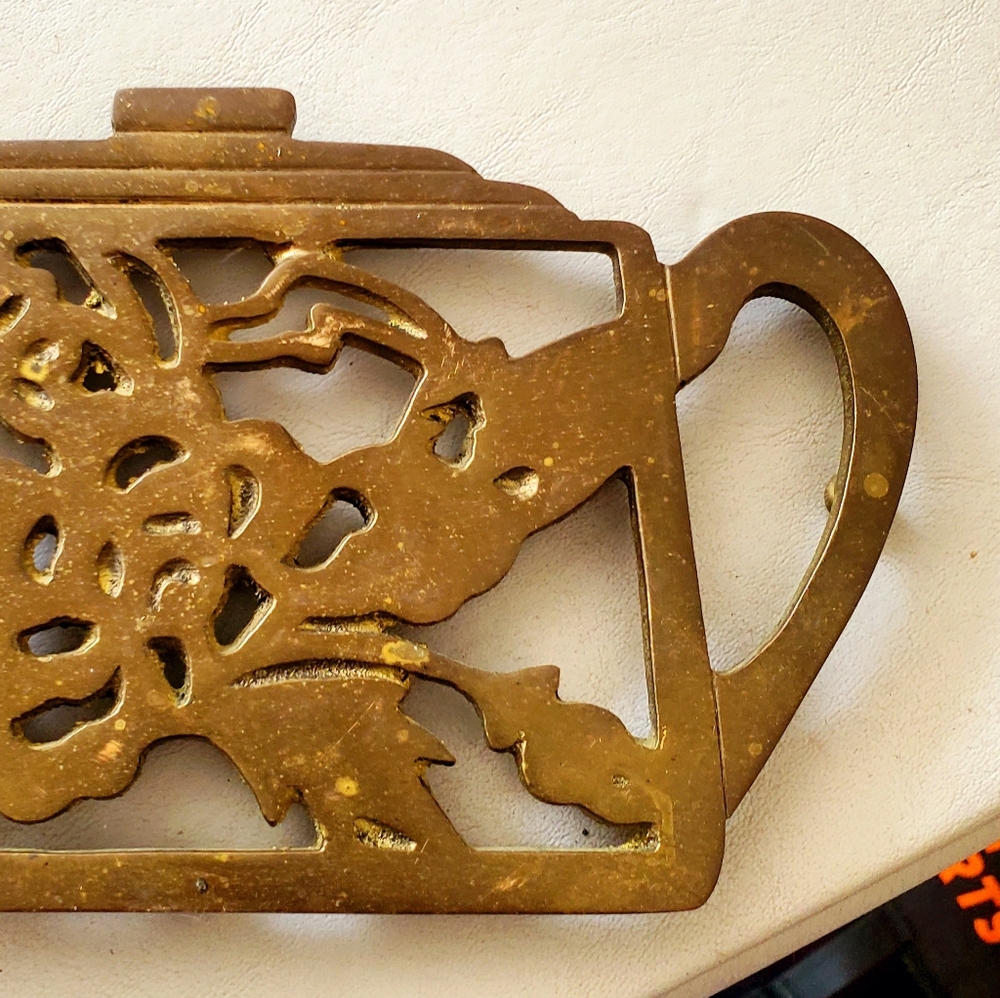 Vintage Solid Brass Teapot Trivet